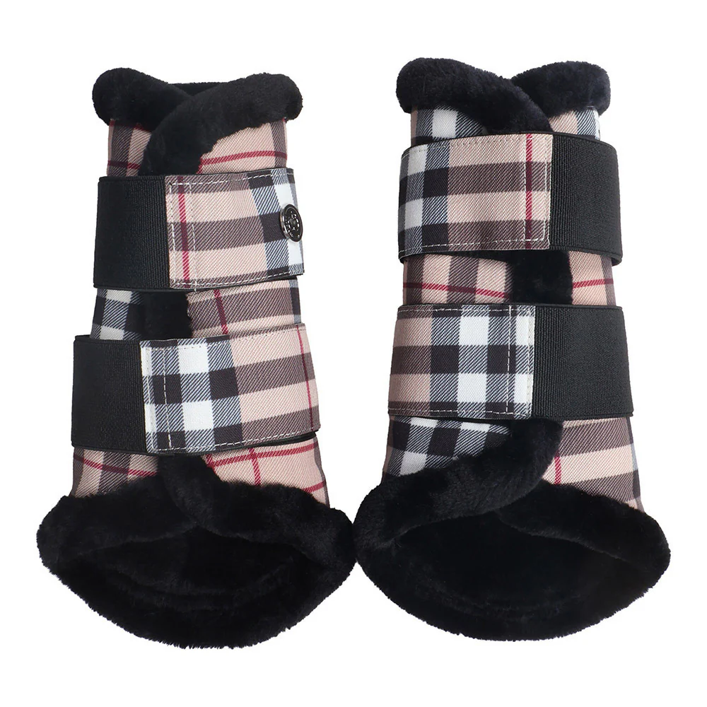 Dapplebay Holiday Plaid Brush Boots-Tan - Image 2