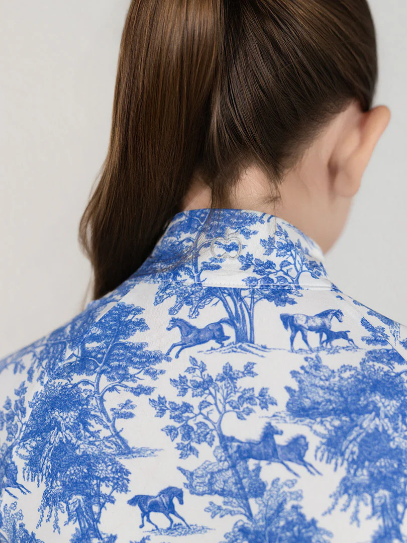 Dapplebay Kids Blue Equestrian Toile 1/4 Zip - Long Sleeve - Image 4