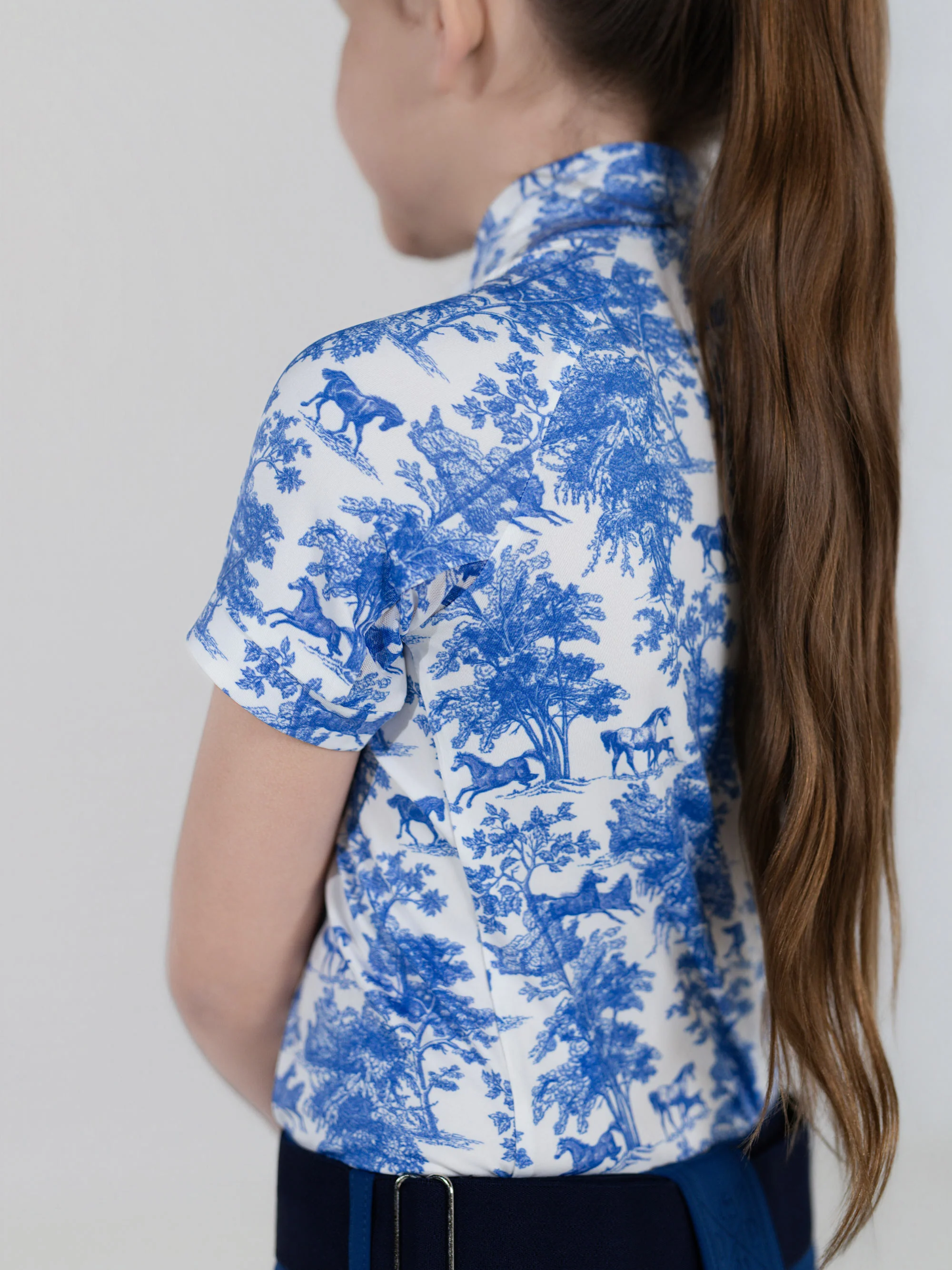 Dapplebay Kids Blue Equestrian Toile 1/4 Zip - Short Sleeve - Image 9