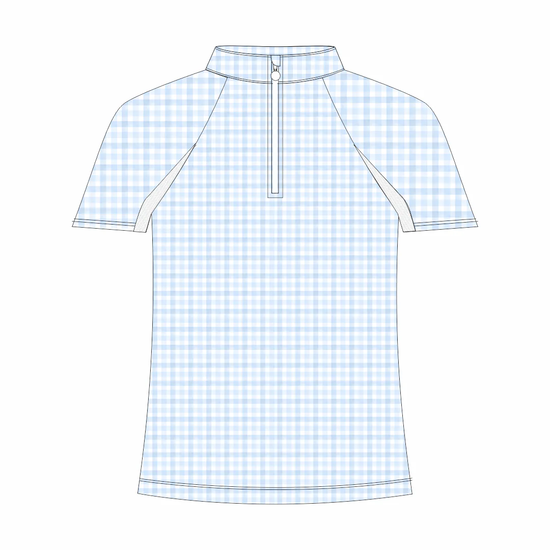 Dapplebay Kids Blue Gingham 1/4 Zip - Short Sleeve