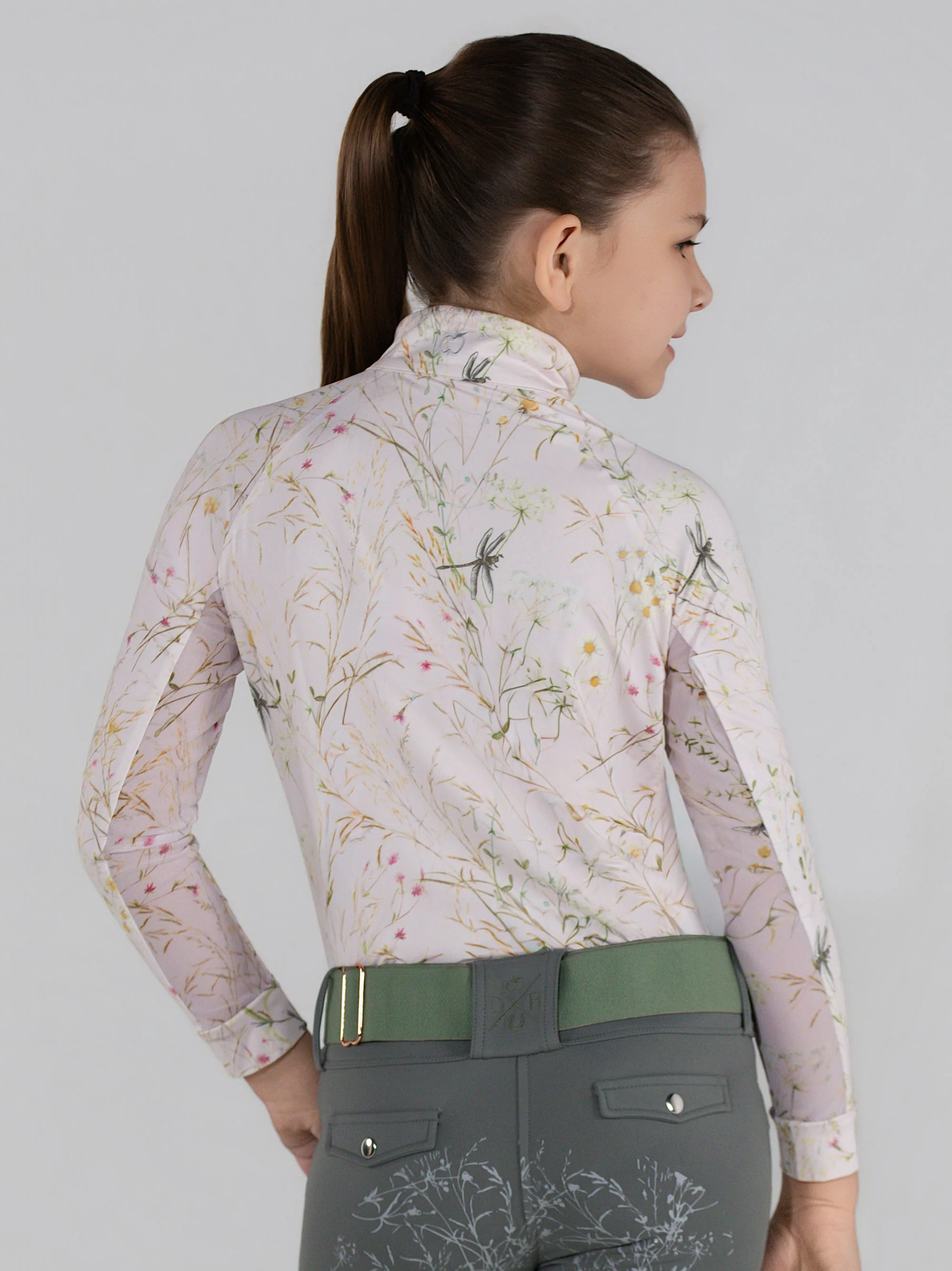 Dapplebay Kids Dragonfly Meadow 1/4 Zip LS Riding Top-Light Pink - Image 4