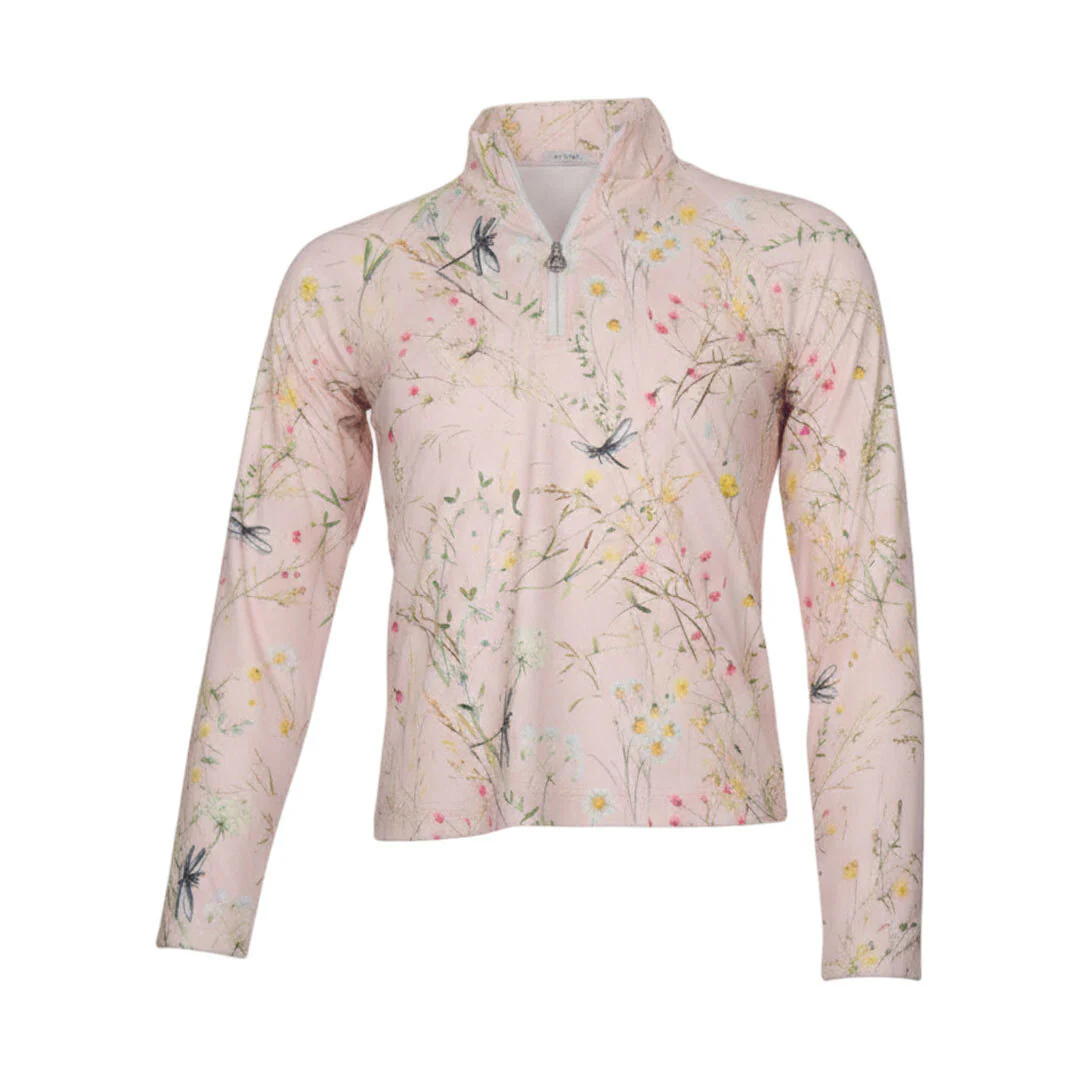 Dapplebay Kids Dragonfly Meadow 1/4 Zip LS Riding Top-Light Pink - Image 5
