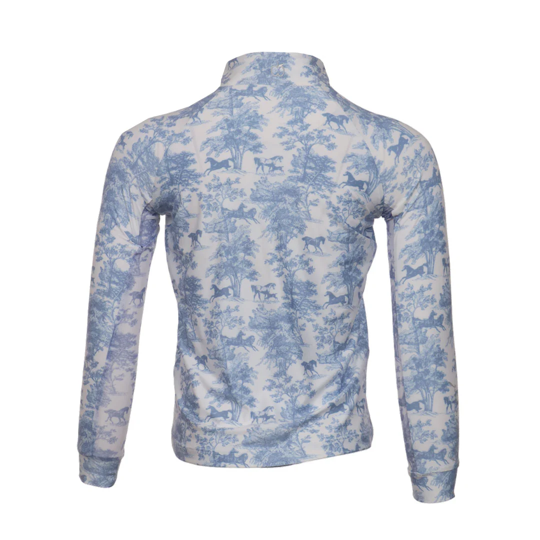 Dapplebay Kids Equestrian Toile 1/4 Zip LS Riding Top-Moonrise - Image 10