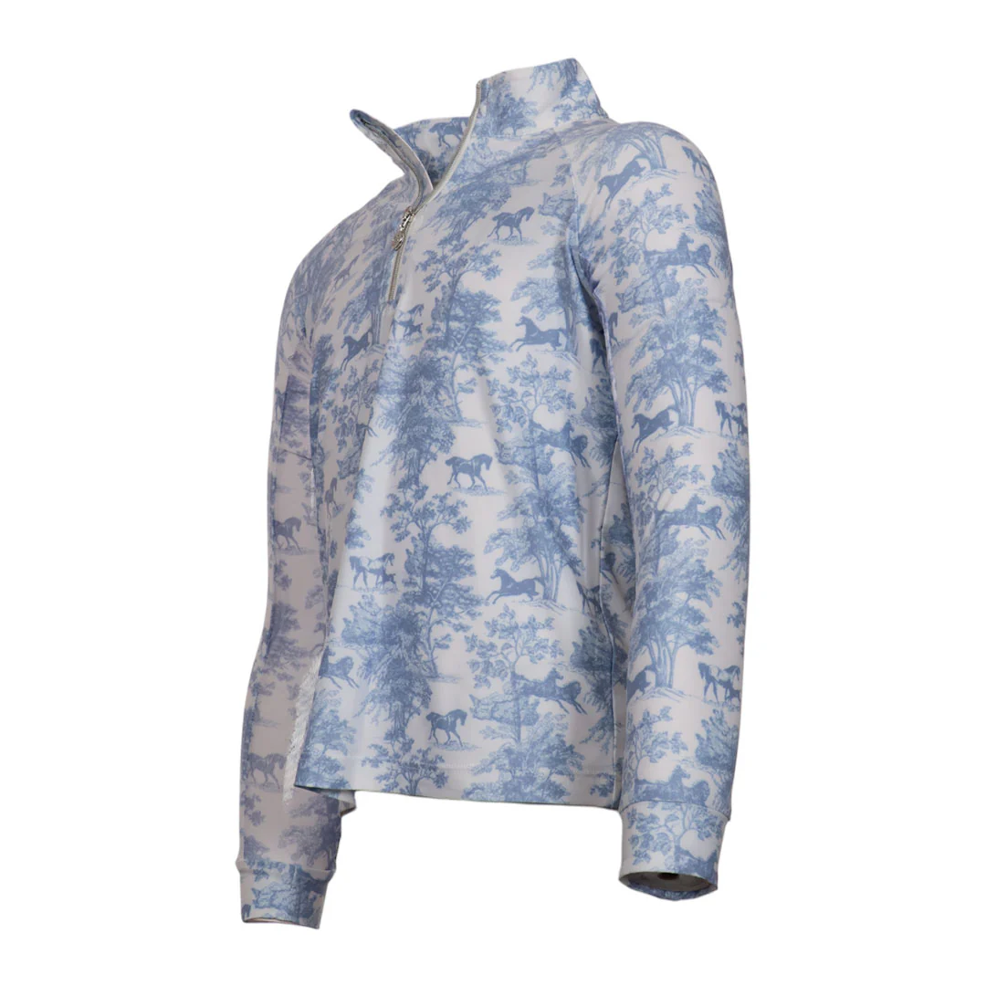 Dapplebay Kids Equestrian Toile 1/4 Zip LS Riding Top-Moonrise - Image 9