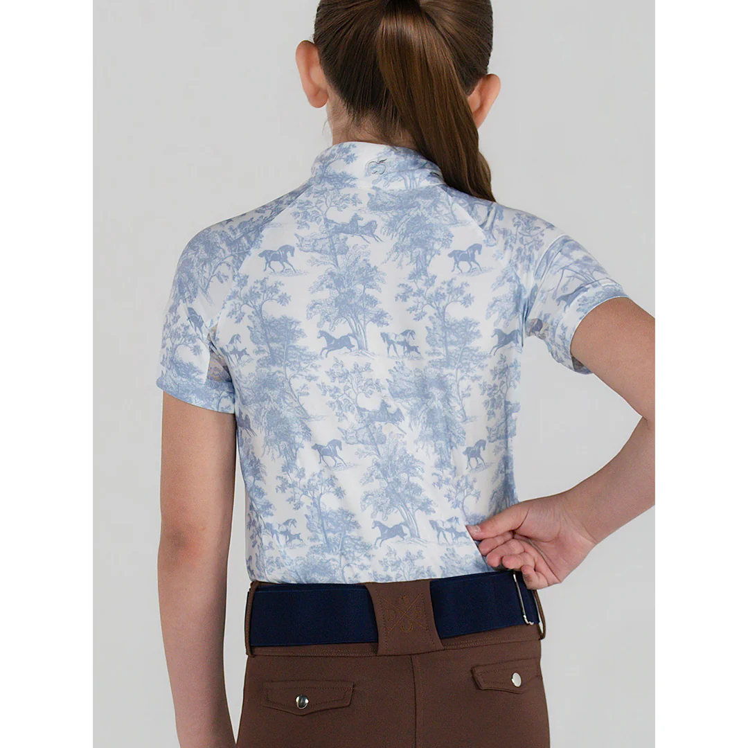 Dapplebay Kids Equestrian Toile 1/4 Zip SS Riding Top-Moonrise - Image 3