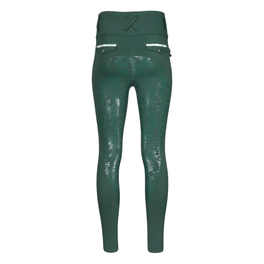Dapplebay Kids Equestrian Toile Essential Tights-Evergreen - Image 3