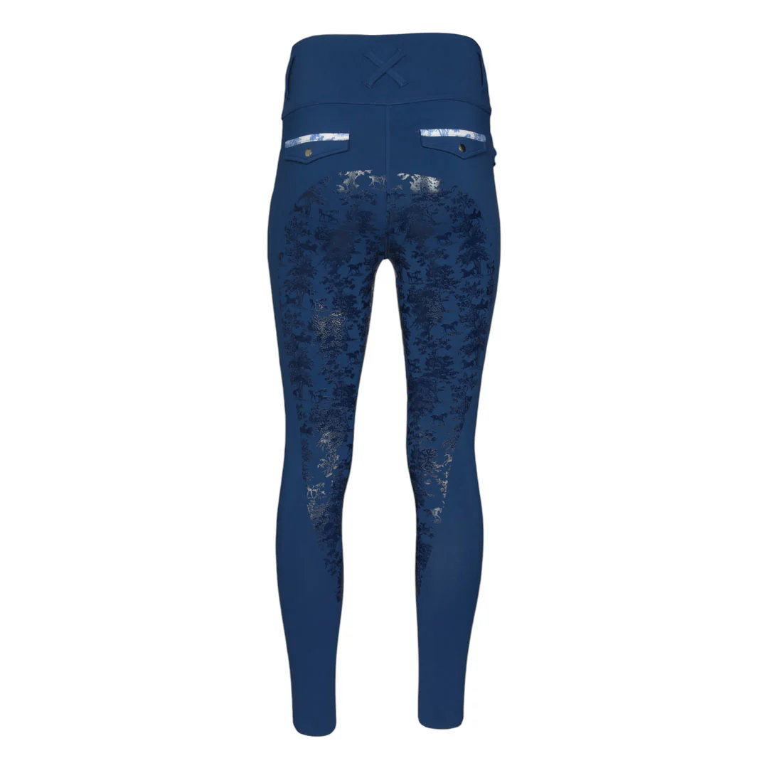 Dapplebay Kids Equestrian Toile Essential Tights-Bright Navy - Image 10