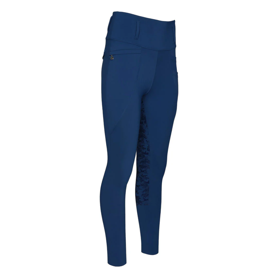Dapplebay Kids Equestrian Toile Essential Tights-Bright Navy - Image 11