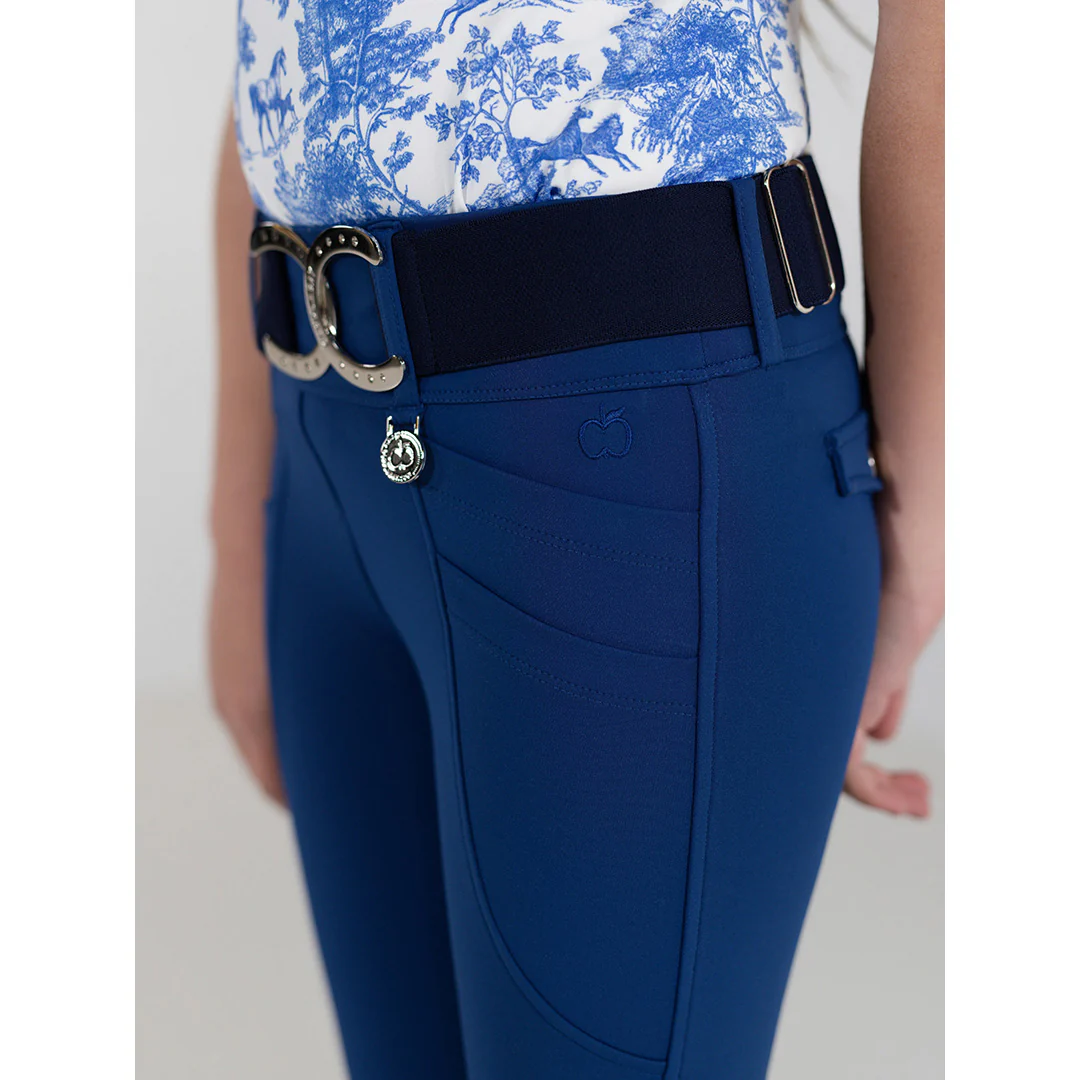 Dapplebay Kids Equestrian Toile Essential Tights-Bright Navy - Image 5