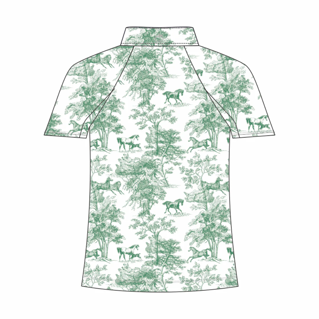 Dapplebay Kids Green Equestrian Toile 1/4 Zip - Short Sleeve - Image 2