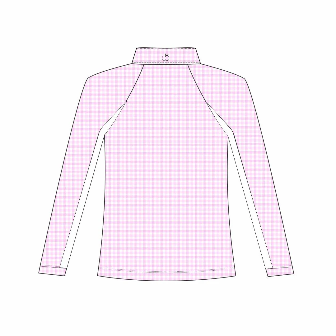 Dapplebay Kids Pink Gingham 1/4 Zip - Long Sleeve - Image 2