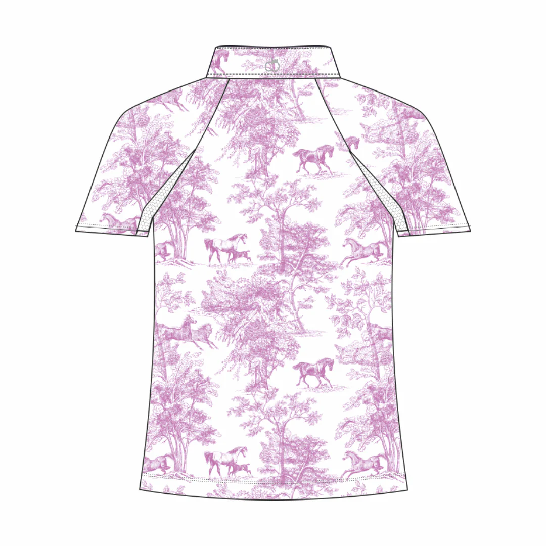 Dapplebay Kids Rose Equestrian Toile 1/4 Zip - Short Sleeve - Image 2