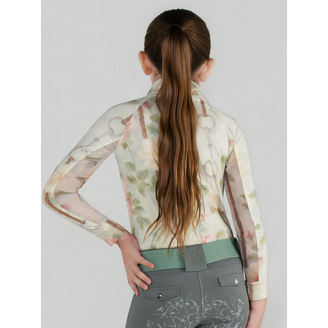 Dapplebay Kids Vintage Floral 1/4 Zip LS Riding Top - Image 3