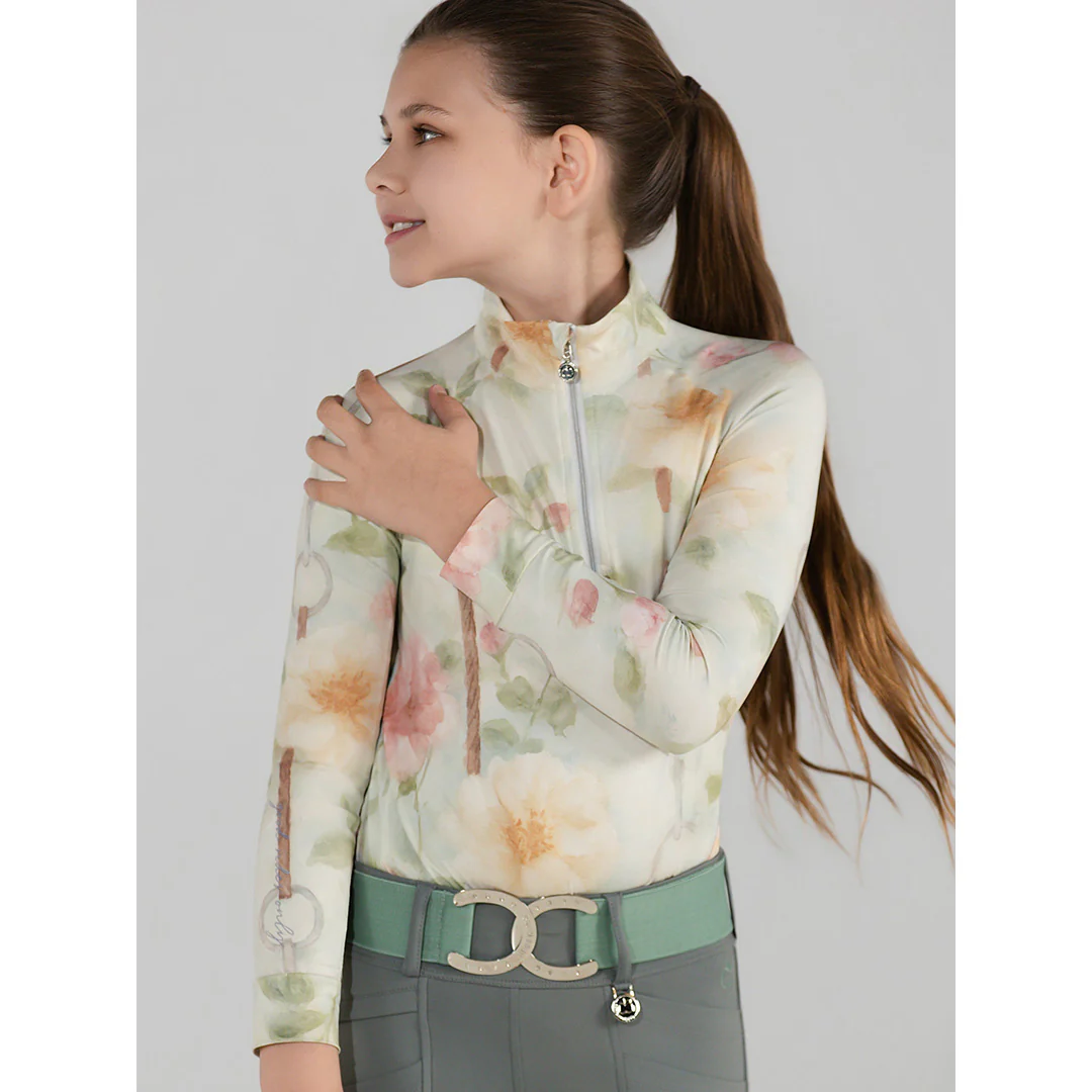 Dapplebay Kids Vintage Floral 1/4 Zip LS Riding Top - Image 4