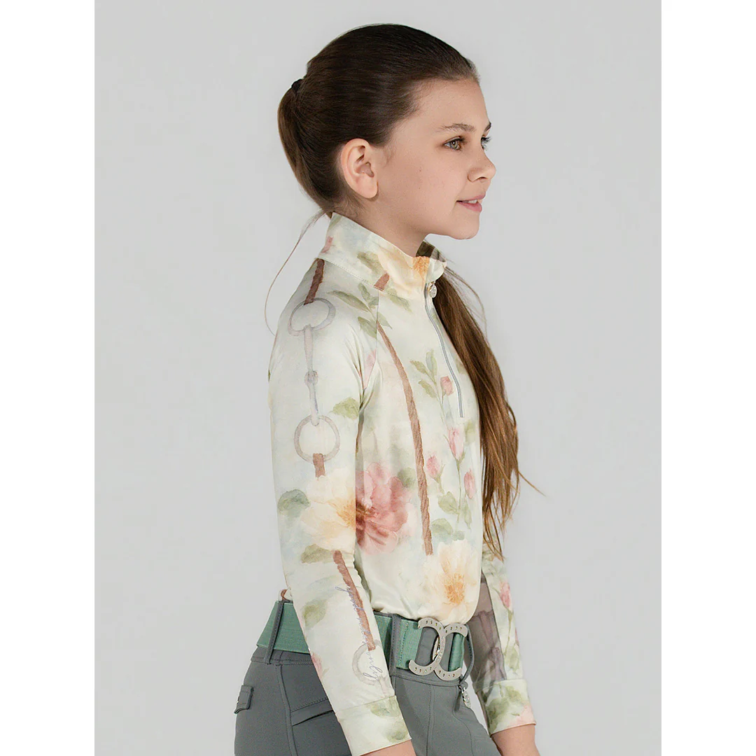 Dapplebay Kids Vintage Floral 1/4 Zip LS Riding Top - Image 5