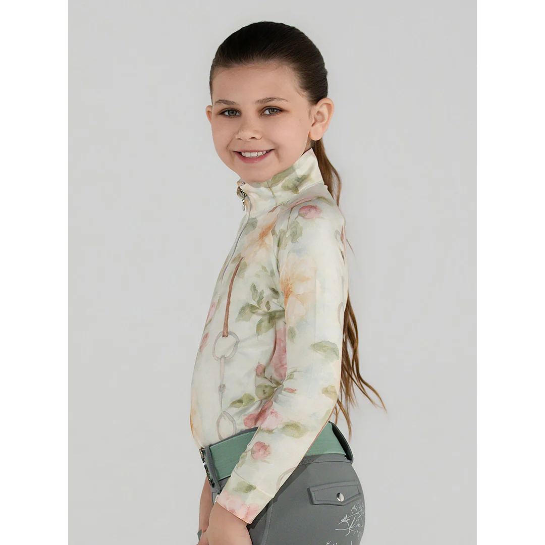Dapplebay Kids Vintage Floral 1/4 Zip LS Riding Top - Image 6