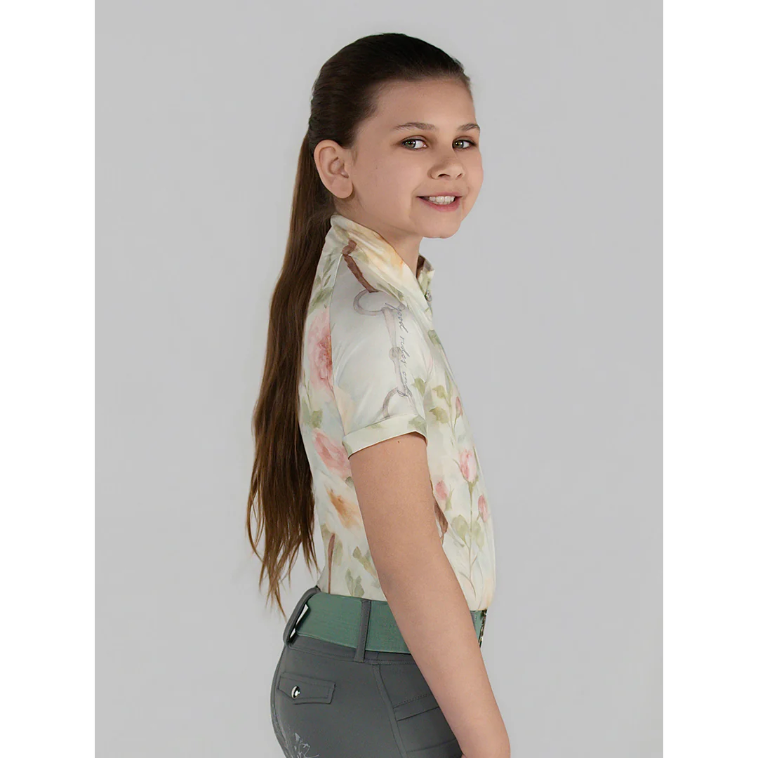 Dapplebay Kids Vintage Floral 1/4 Zip SS Riding Top - Image 3