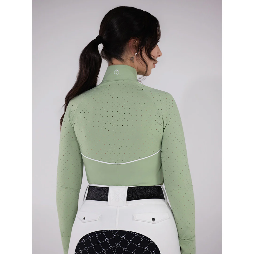 Dapplebay Lady 1/4 Zip Aircut LS Riding Top-Sage - Image 3