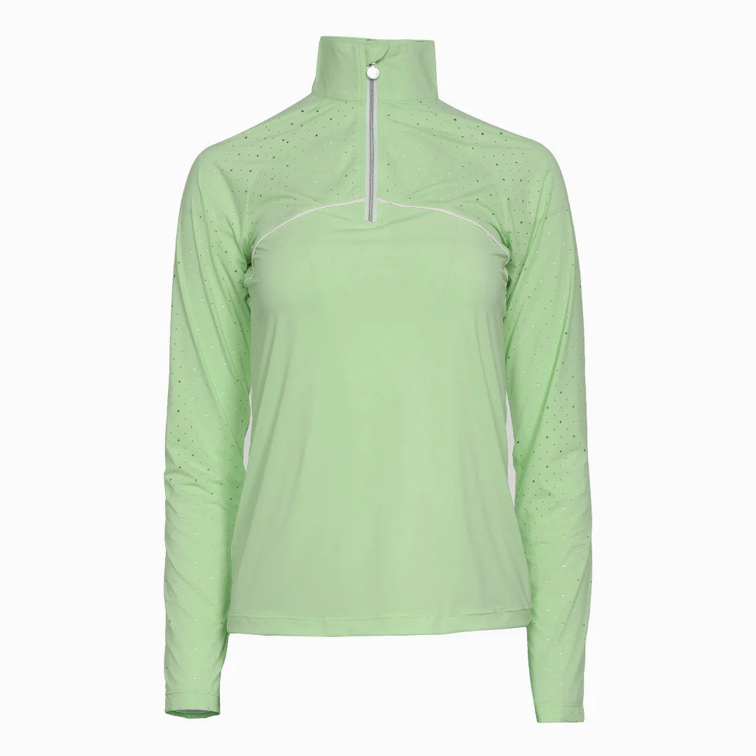 Dapplebay Lady 1/4 Zip Aircut LS Riding Top-Sage - Image 5