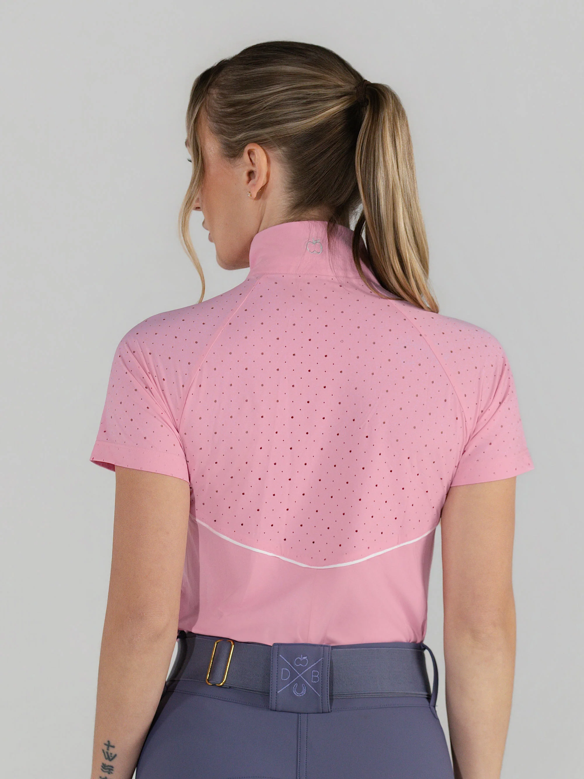 Dapplebay Lady 1/4 Zip Aircut SS Riding Top-Ballet Pink - Image 8