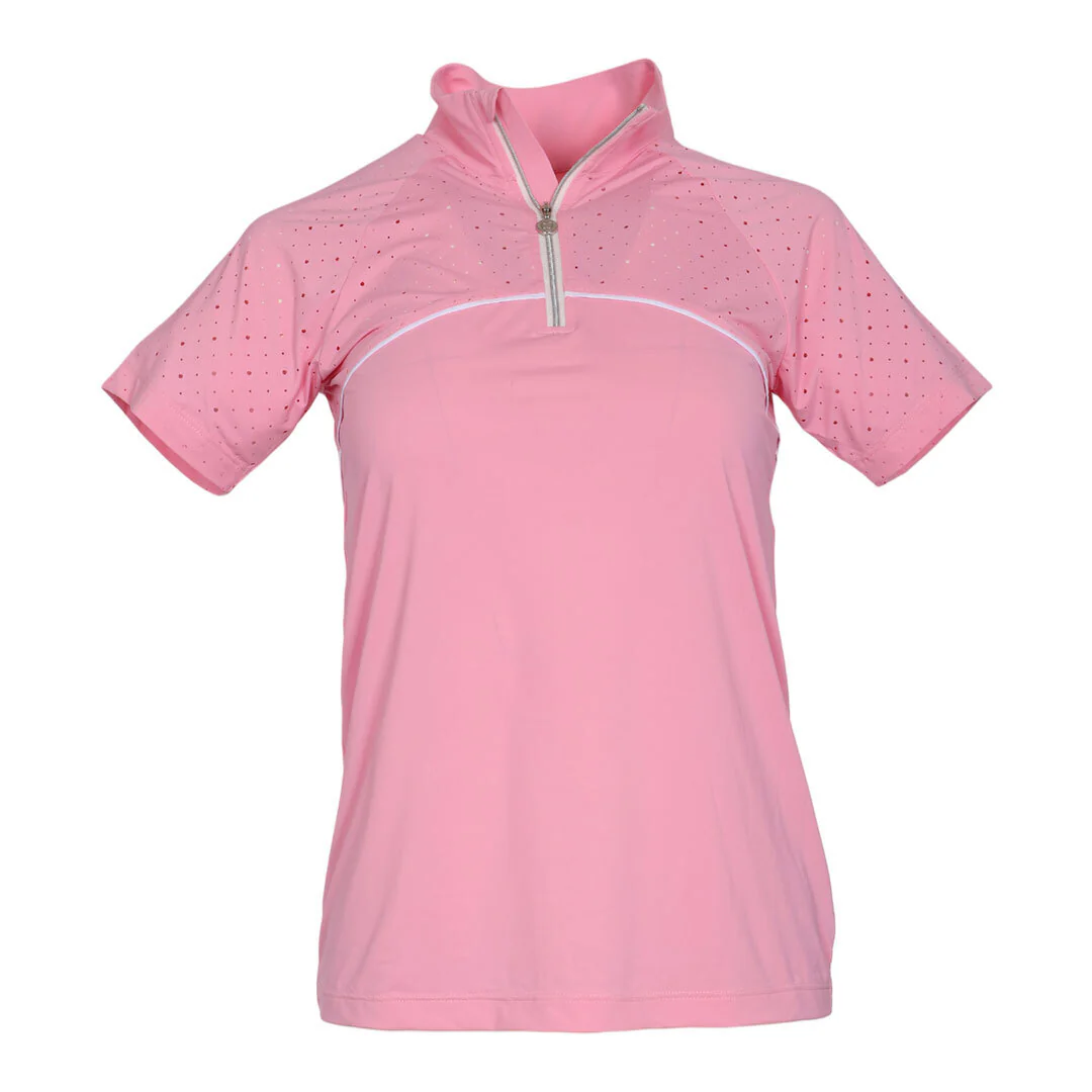 Dapplebay Lady 1/4 Zip Aircut SS Riding Top-Ballet Pink - Image 9