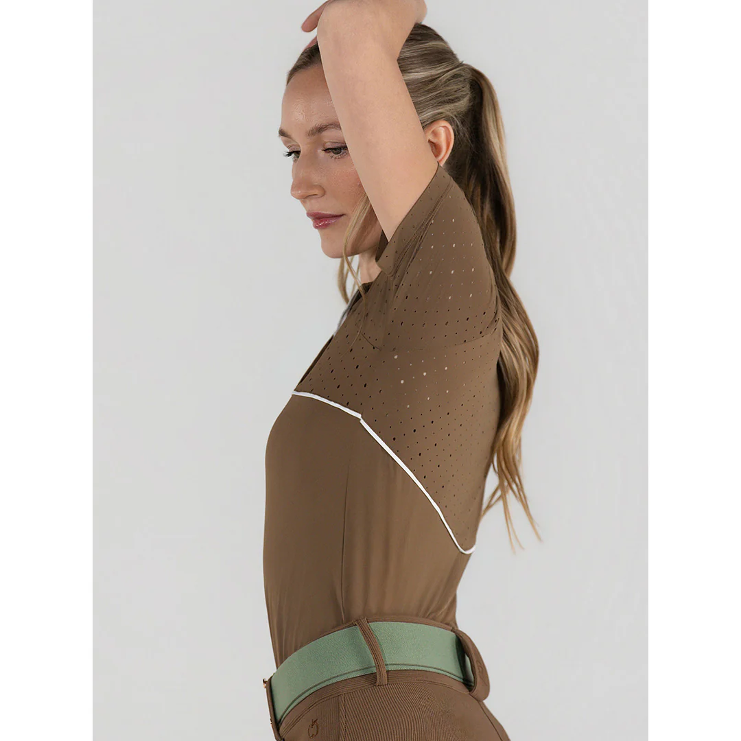 Dapplebay Lady 1/4 Zip Aircut SS Riding Top-Chestnut - Image 3