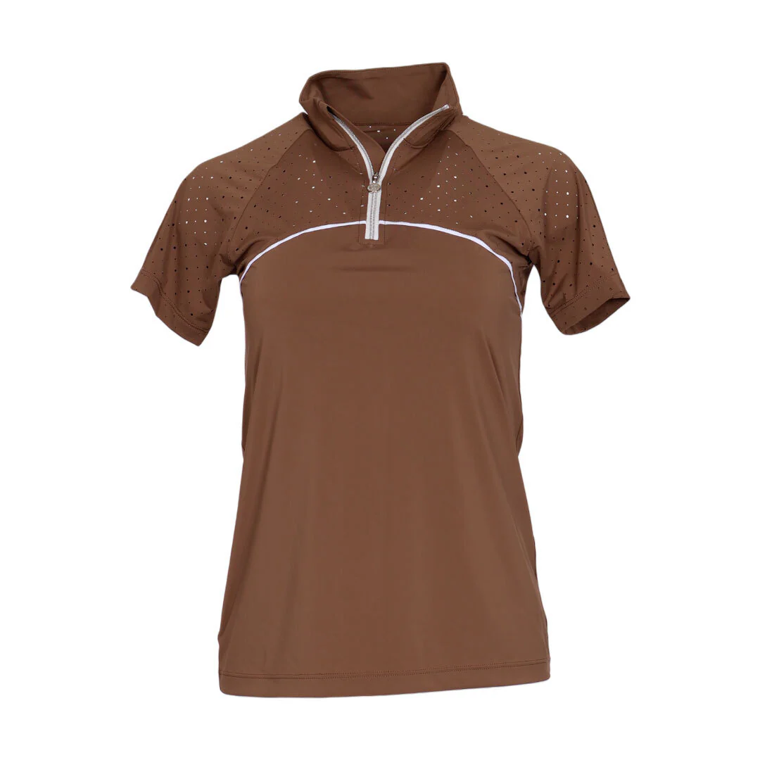 Dapplebay Lady 1/4 Zip Aircut SS Riding Top-Chestnut - Image 6