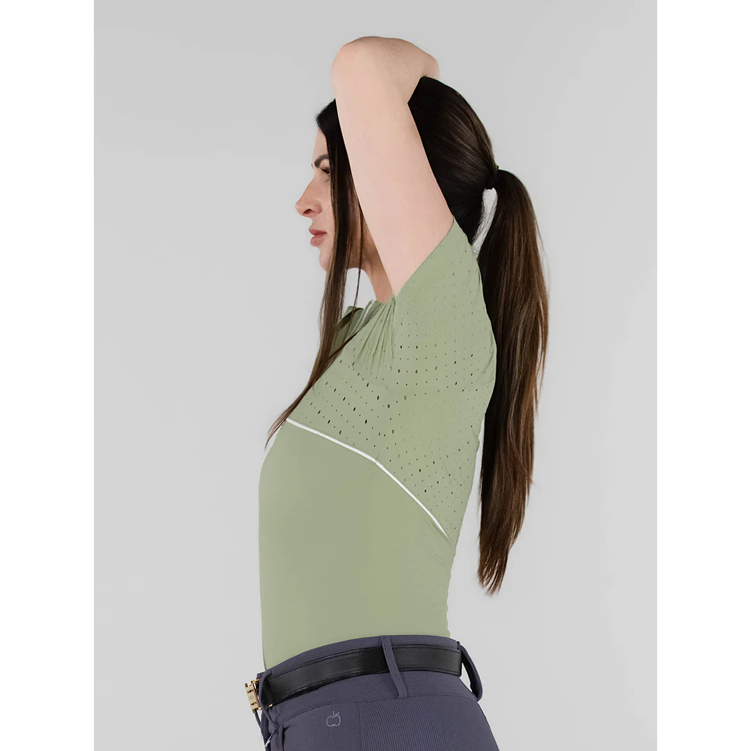 Dapplebay Lady 1/4 Zip Aircut SS Riding Top-Sage - Image 3