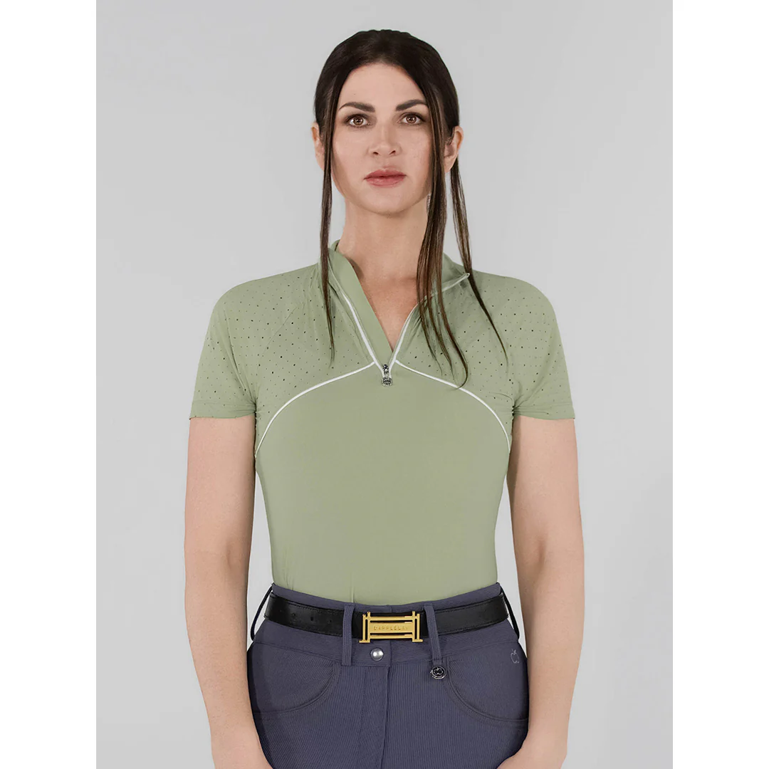Dapplebay Lady 1/4 Zip Aircut SS Riding Top-Sage - Image 6