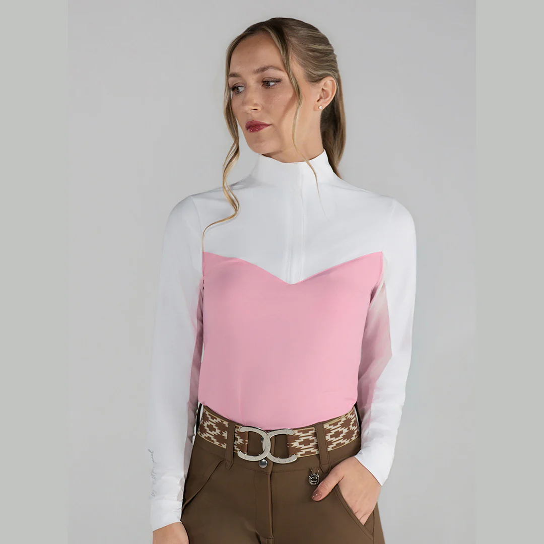Dapplebay Lady 1/4 Zip LS Show Top-Ballet Pink - Image 3
