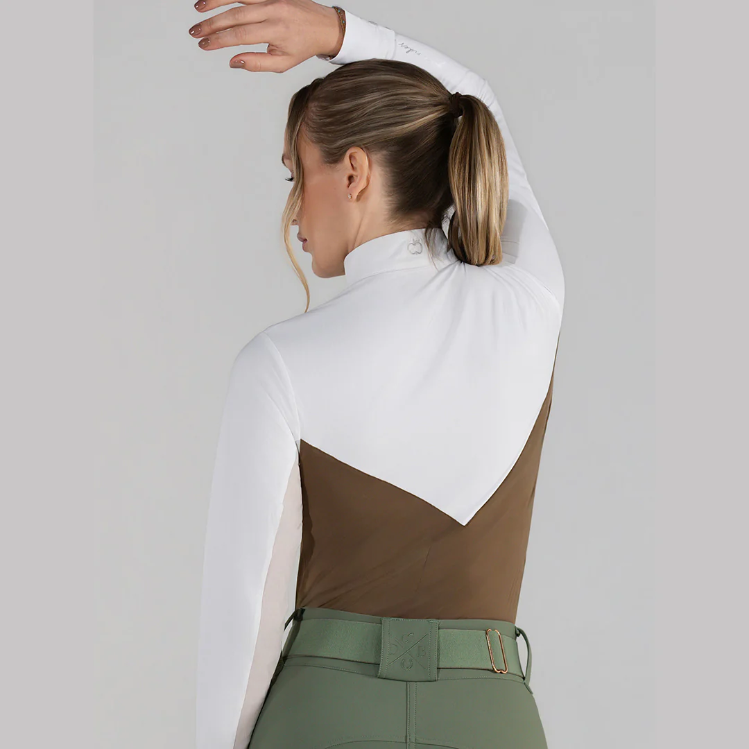 Dapplebay Lady 1/4 Zip LS Show Top-Chestnut - Image 2