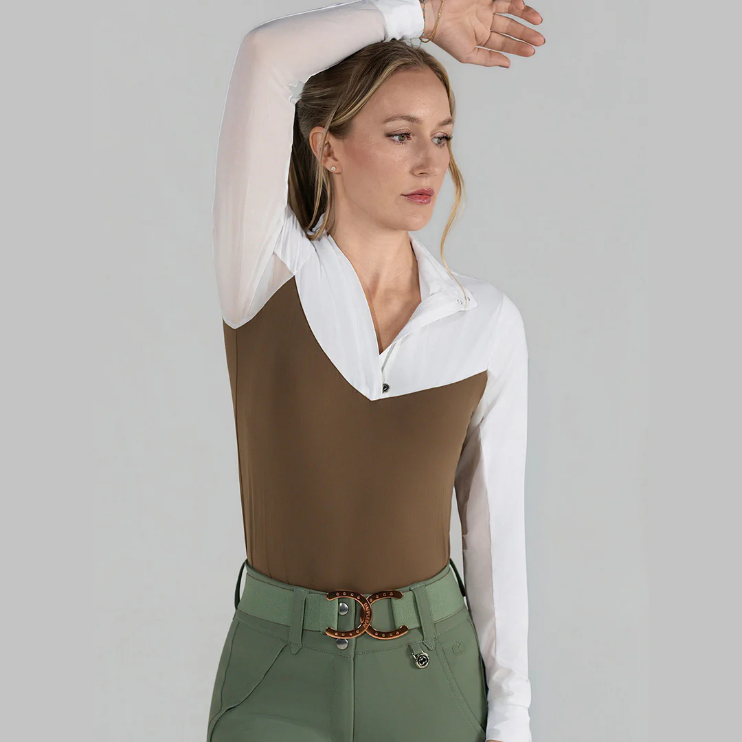 Dapplebay Lady 1/4 Zip LS Show Top-Chestnut - Image 4