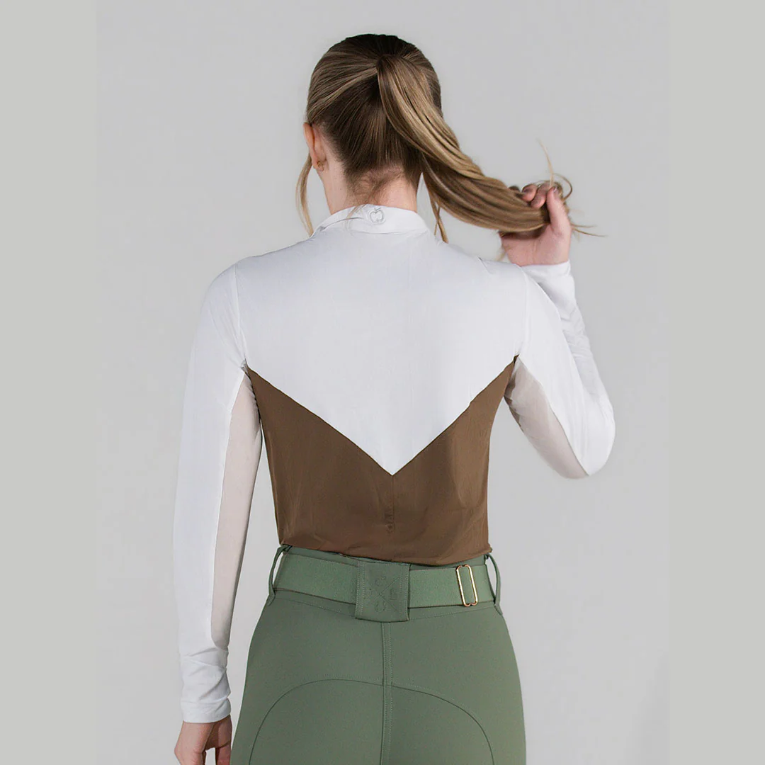 Dapplebay Lady 1/4 Zip LS Show Top-Chestnut - Image 5