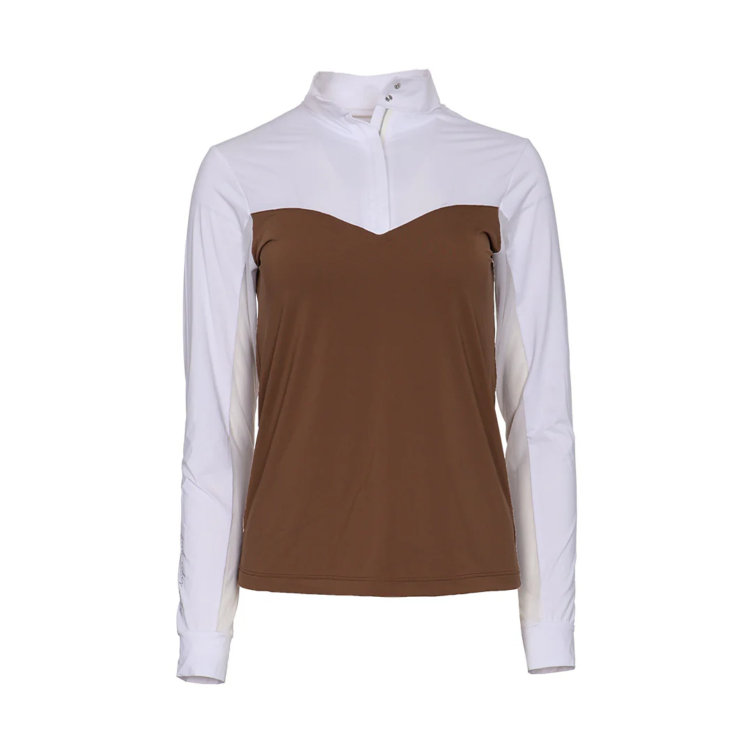Dapplebay Lady 1/4 Zip LS Show Top-Chestnut - Image 7