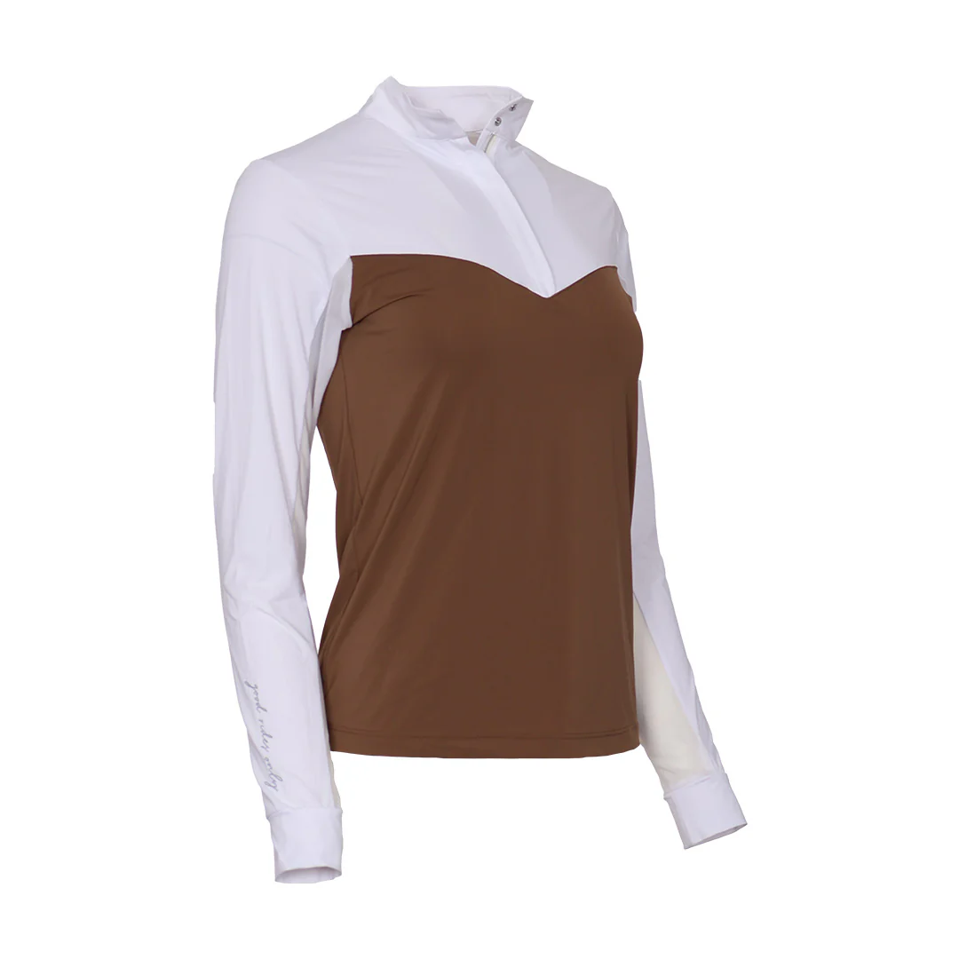 Dapplebay Lady 1/4 Zip LS Show Top-Chestnut - Image 8