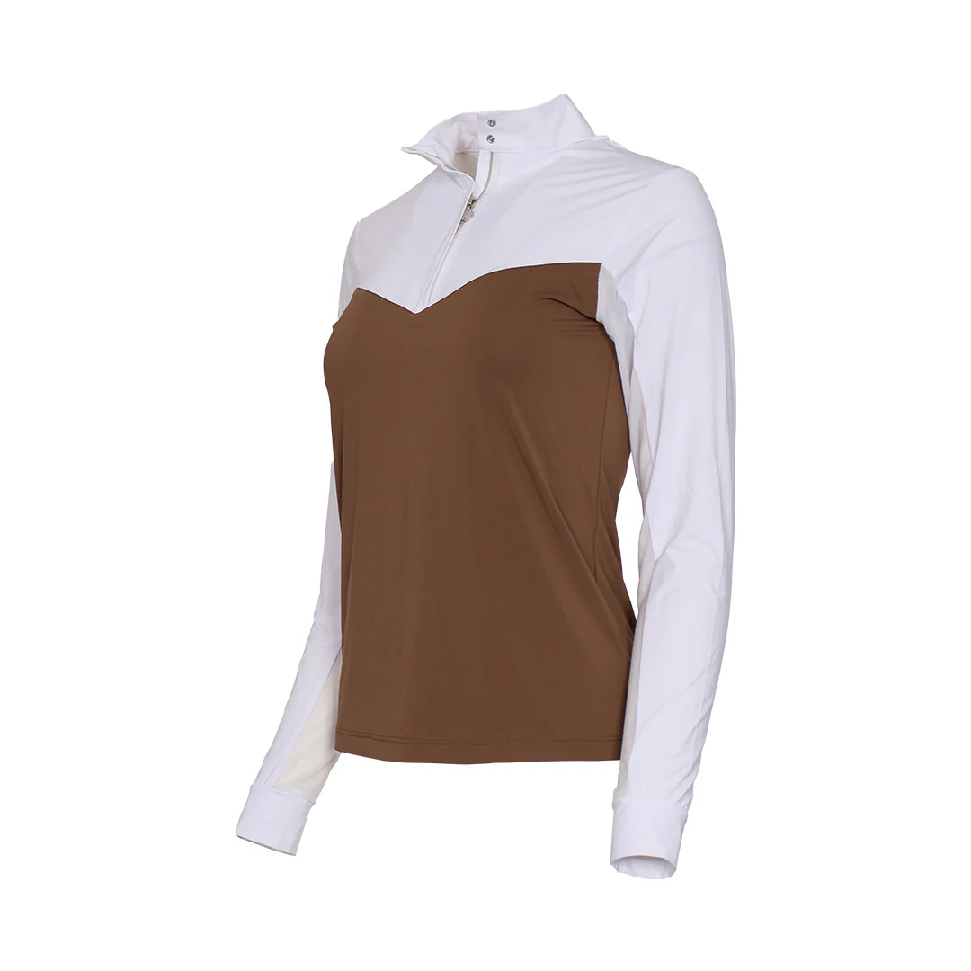 Dapplebay Lady 1/4 Zip LS Show Top-Chestnut - Image 9