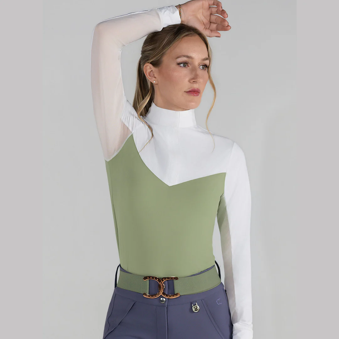 Dapplebay Lady 1/4 Zip LS Show Top-Sage - Image 2