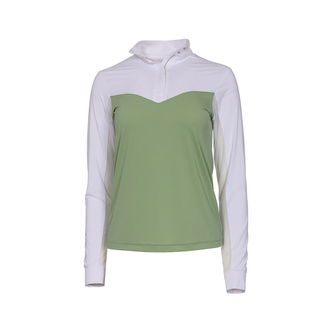 Dapplebay Lady 1/4 Zip LS Show Top-Sage - Image 6