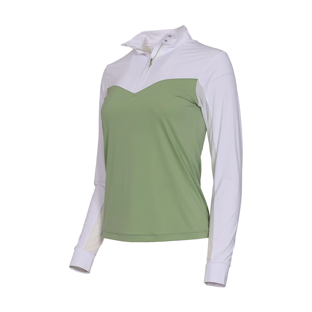 Dapplebay Lady 1/4 Zip LS Show Top-Sage - Image 7