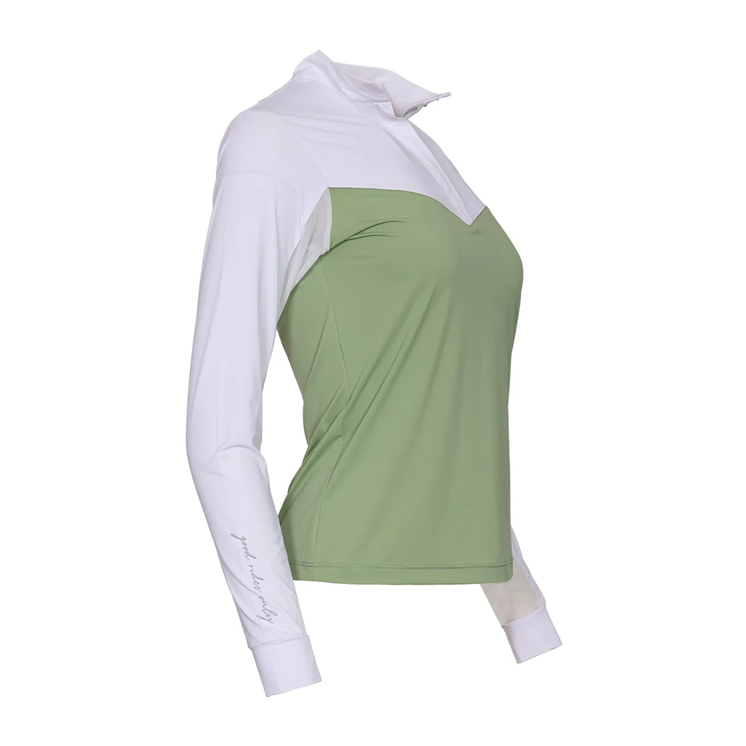 Dapplebay Lady 1/4 Zip LS Show Top-Sage - Image 8