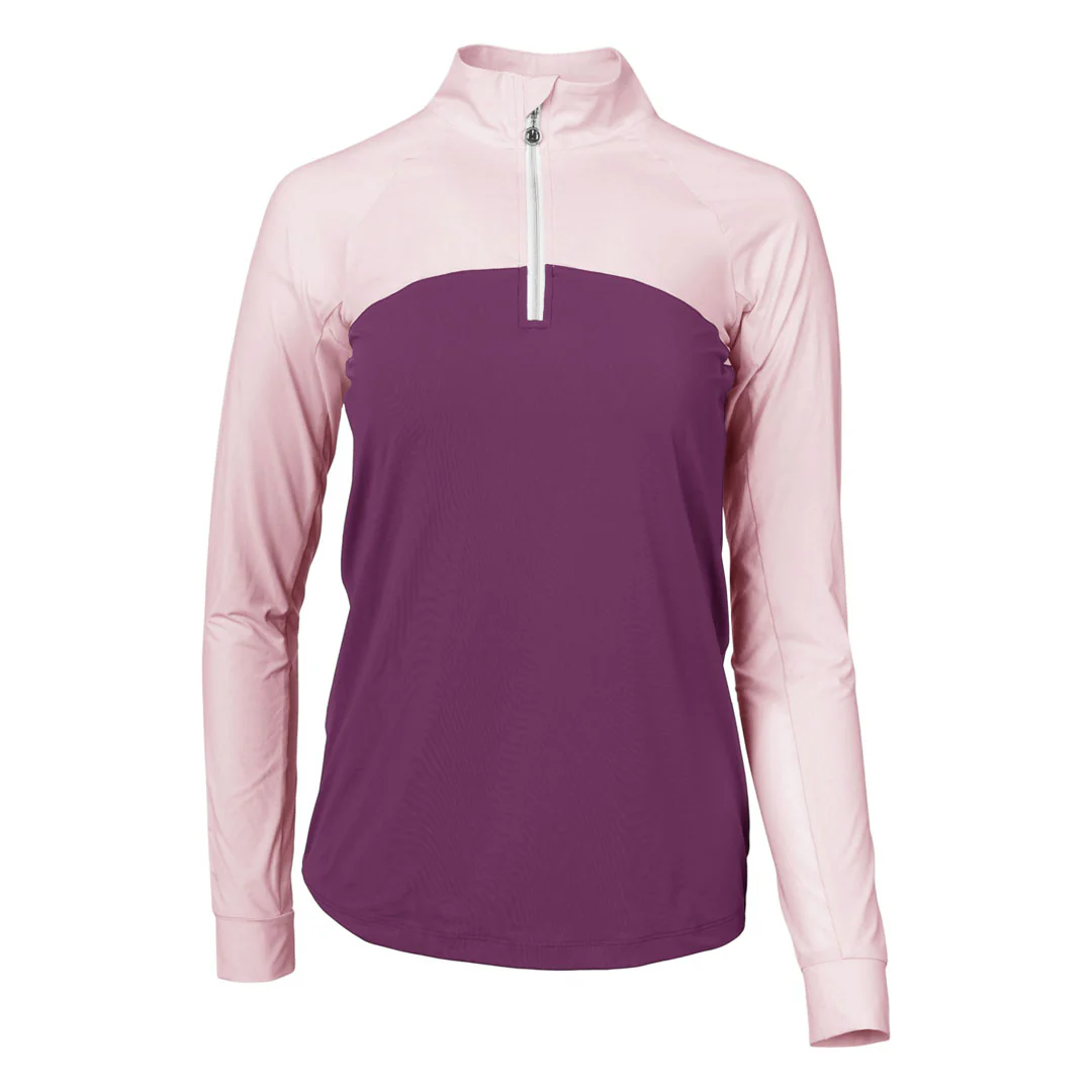 Dapplebay Lady 1/4 Zip Riding Top-Light Pink/Plum - Image 5
