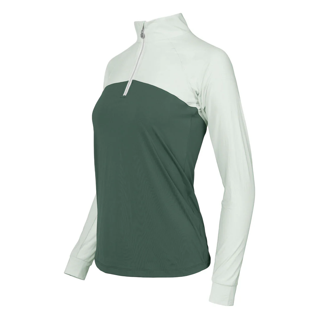 Dapplebay Lady 1/4 Zip Riding Top-Light Teal/Evergreen - Image 2