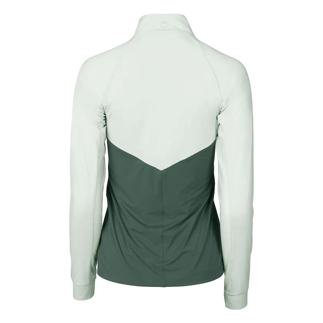 Dapplebay Lady 1/4 Zip Riding Top-Light Teal/Evergreen - Image 3