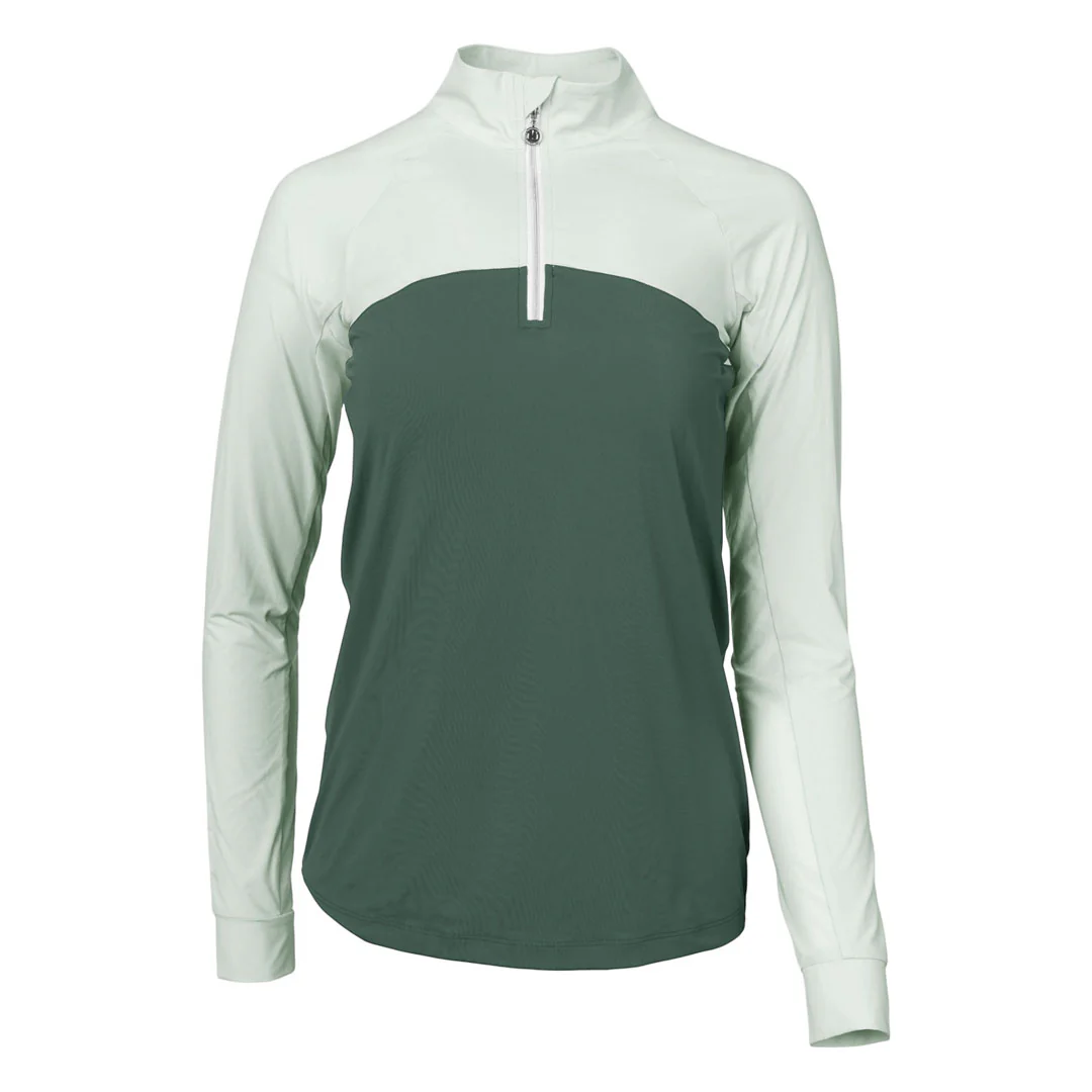 Dapplebay Lady 1/4 Zip Riding Top-Light Teal/Evergreen - Image 5