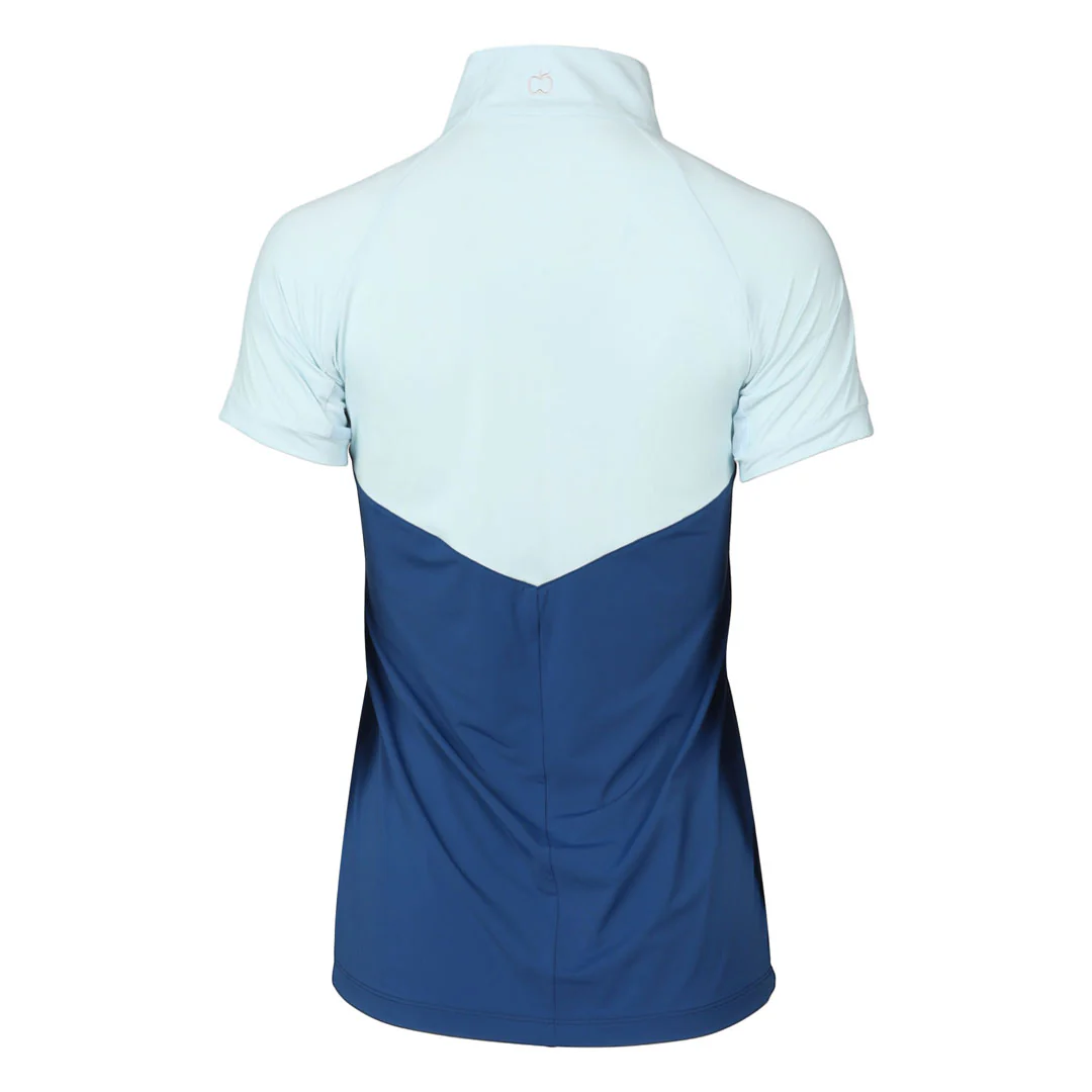 Dapplebay Lady 1/4 Zip Riding Top - Short Sleeve-Light Blue/Navy - Image 3