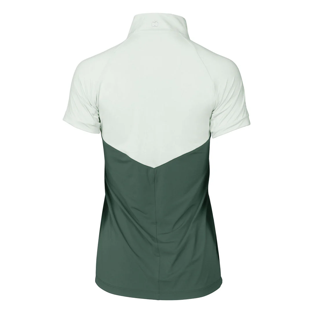 Dapplebay Lady 1/4 Zip Riding Top - Short Sleeve-Light Teal/Evergreen - Image 3
