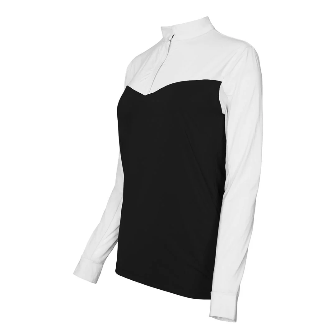 Dapplebay Lady 1/4 Zip Show Top-White/Black - Image 2