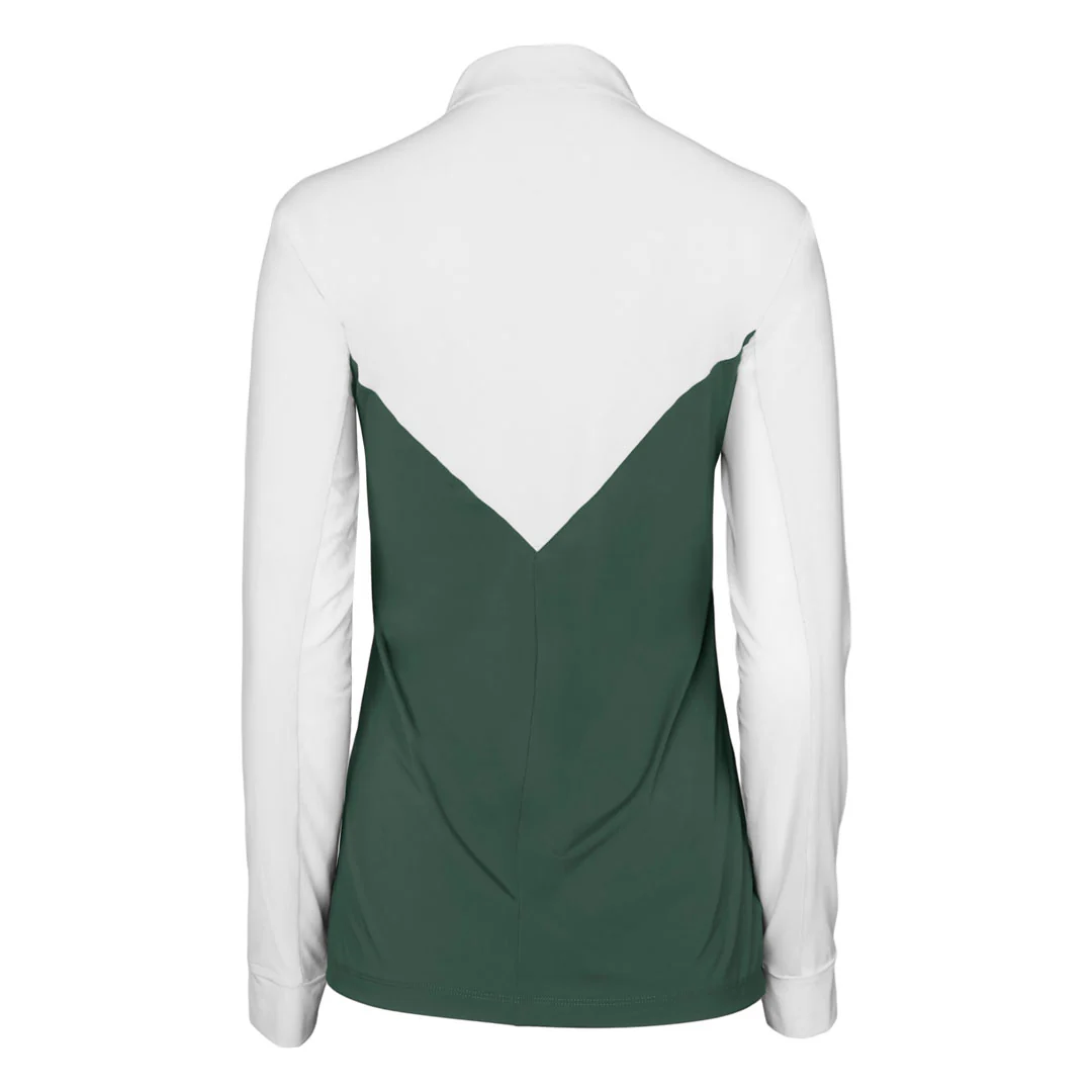 Dapplebay Lady 1/4 Zip Show Top-White/Evergreen - Image 3