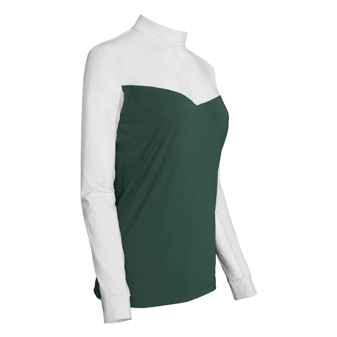 Dapplebay Lady 1/4 Zip Show Top-White/Evergreen - Image 4