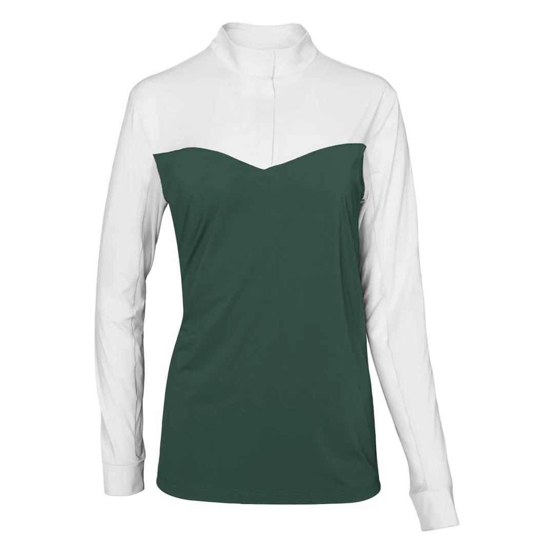 Dapplebay Lady 1/4 Zip Show Top-White/Evergreen - Image 5